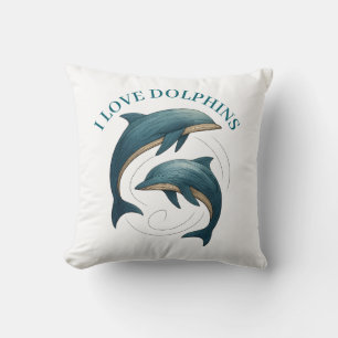 Throw Pillow - I Love Dolphins