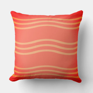 Throw Pillow in Shades of Orange With Waves
