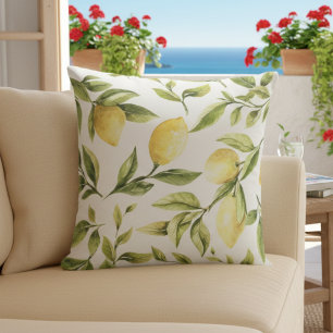 Throw pillow lemons pastel yellow 