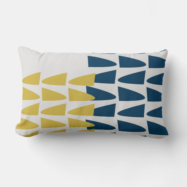 Throw Pillow Lumbar in Deep Turquoise and Mustard (Front)