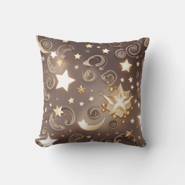 Throw Pillow – Luxury Champagne Gold Celestial Moo (Front)