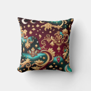 Throw Pillow – Luxury Crimson Red Celestial Moon