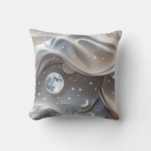 Throw Pillow - Marble White Celestial Moon