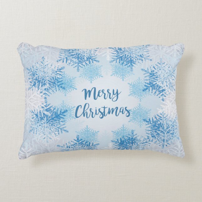 Throw Pillow Merry Christmas with Snow (Front)