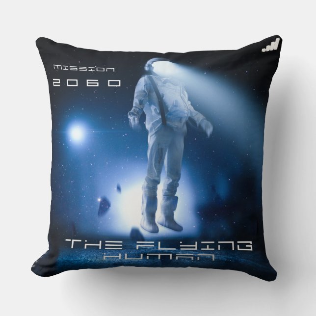 Throw Pillow Mission 2060 Flying Humans (Front)