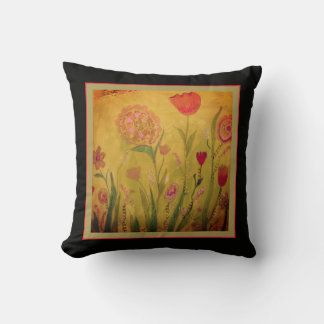 Throw Pillow - Mixed Media Flowers-2
