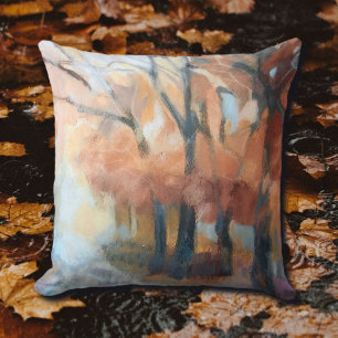 Throw Pillow modern orange yellow brown trees