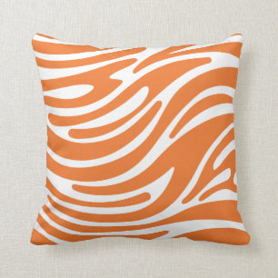 Throw Pillow - Modern Zebra Stripes (Orange)