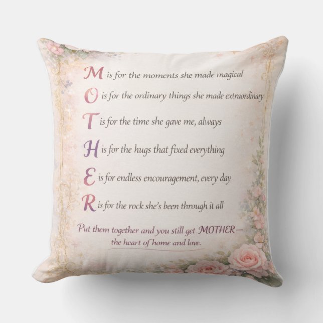 Throw Pillow-MOM Acronym Throw Pillow (Front)
