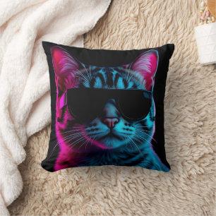 Throw pillow neon cat