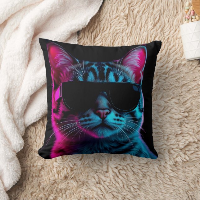 Throw pillow neon cat (Blanket)