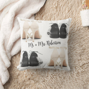 Throw Pillow of wedding couple shoes Customazible