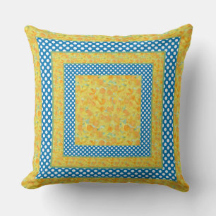Throw Pillow or Cushion, Daffodils and Polka Dots
