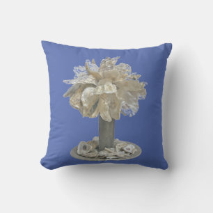 Throw Pillow Oyster Shell Palmetto Tree blue bkgr