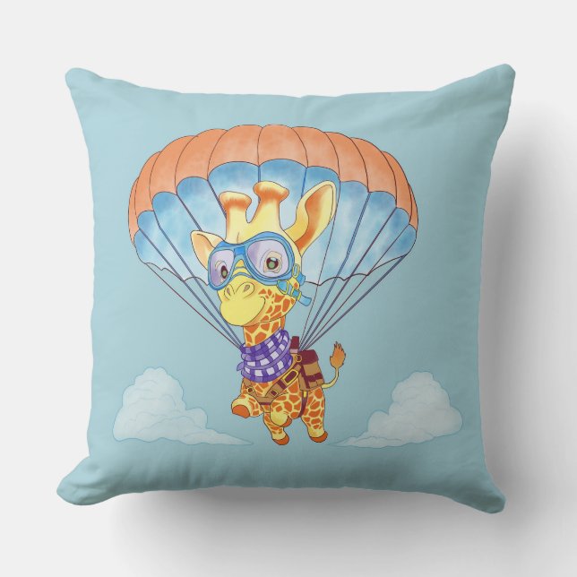 Throw Pillow Parachute Giraffe (Front)