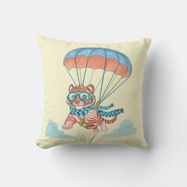 Throw Pillow Parachute Tiger (Front)