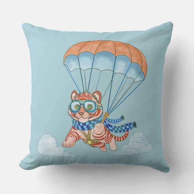 Throw Pillow Parachute Tiger (Front)