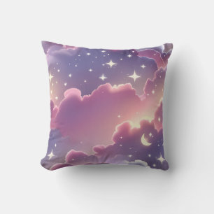 Throw Pillow - Pastel Pink Lavender Celestial Moon