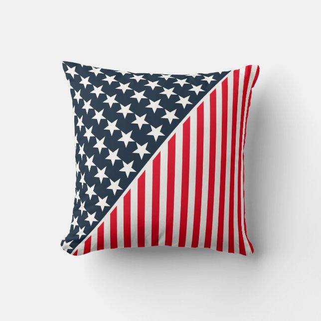 Throw Pillow-Patriotic Stars & Stripes Cushion (Front)