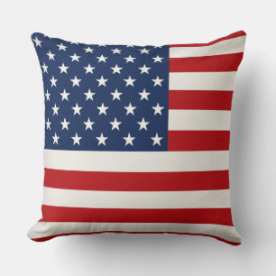 Throw Pillow-Patriotic USA Flag Cushion