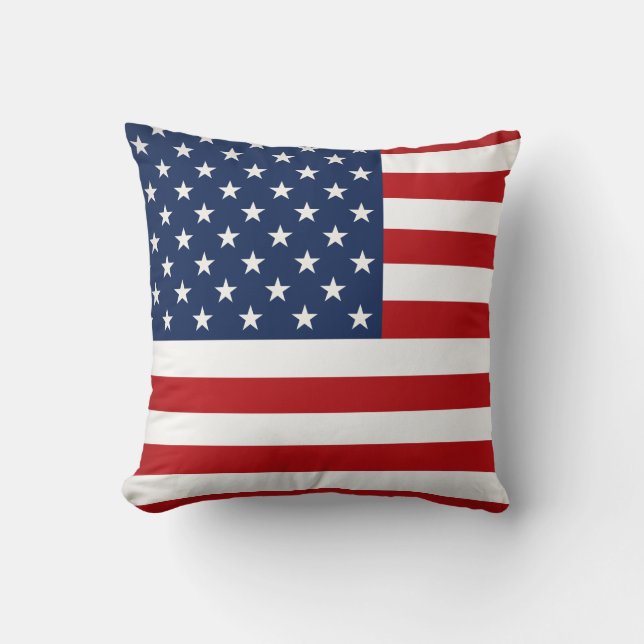 Throw Pillow-Patriotic USA Flag  Throw Pillow (Front)