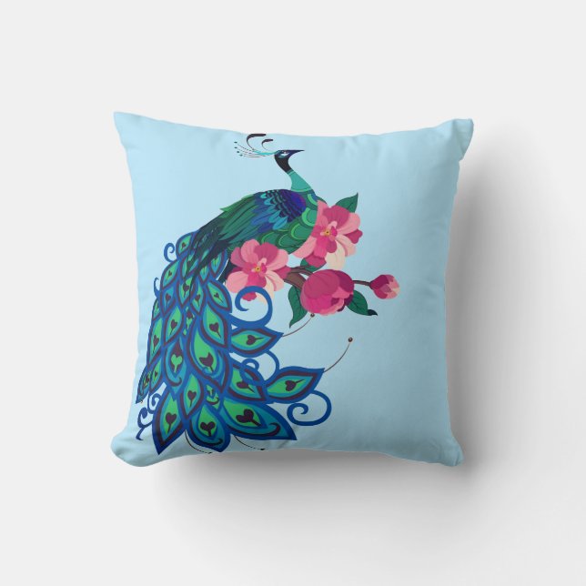 Throw Pillow-Peacock Cushion (Front)