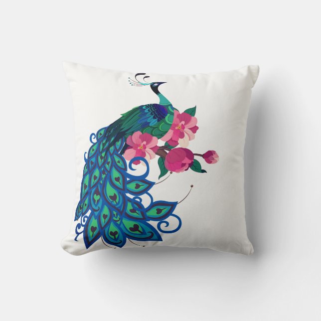 Throw Pillow-Peacock Cushion (Front)