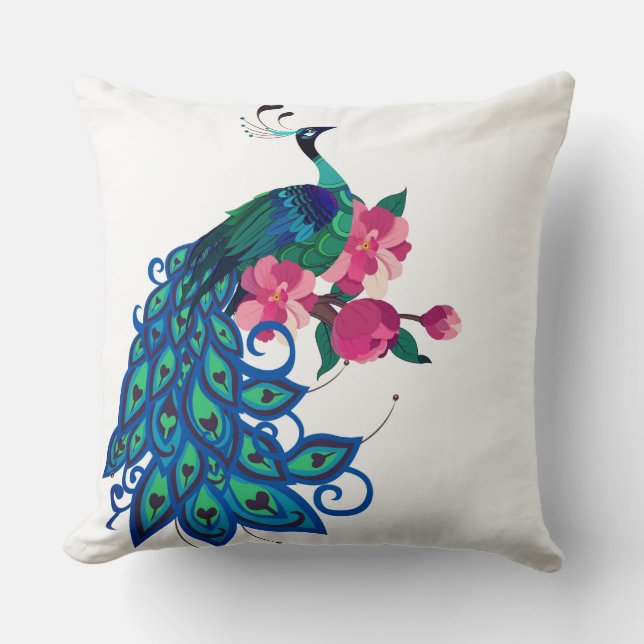 Throw Pillow-Peacock Cushion (Front)