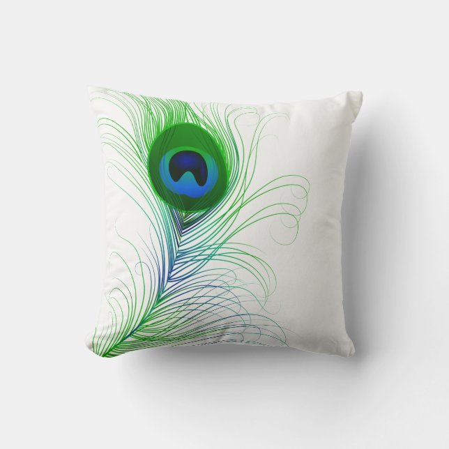 Throw Pillow-Peacock Feather Cushion (Front)