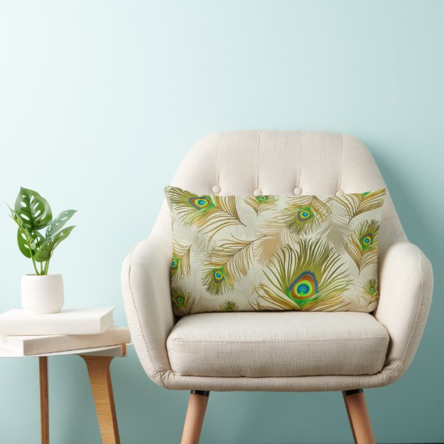 Throw Pillow Peacock Feathers (Chair)