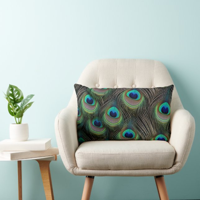 Throw Pillow Peacock Feathers (Chair)