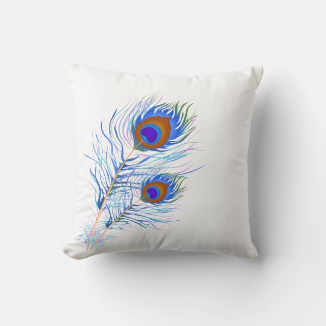 Throw Pillow-Peacock Feathers Cushion (Front)