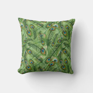 Throw Pillow-Peacock Feathers Cushion