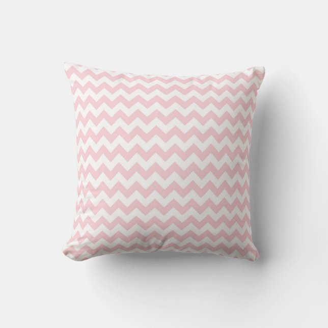 Throw Pillow/Pink and White Chevron Cushion (Front)