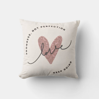 Throw Pillow – Pink Glitter Heart Love Design | In