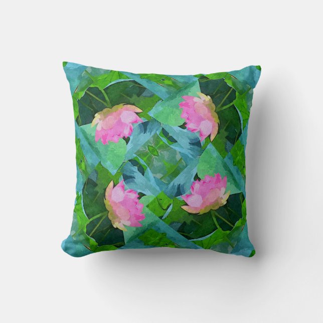 Throw Pillow - Pink Lotus Abstract (Front)