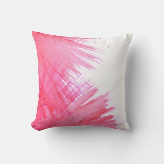 Throw Pillow-Pink Paint Abstract Cushion (Front)