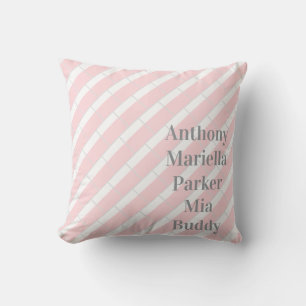 Throw Pillow Pink & White Grey Stripe
