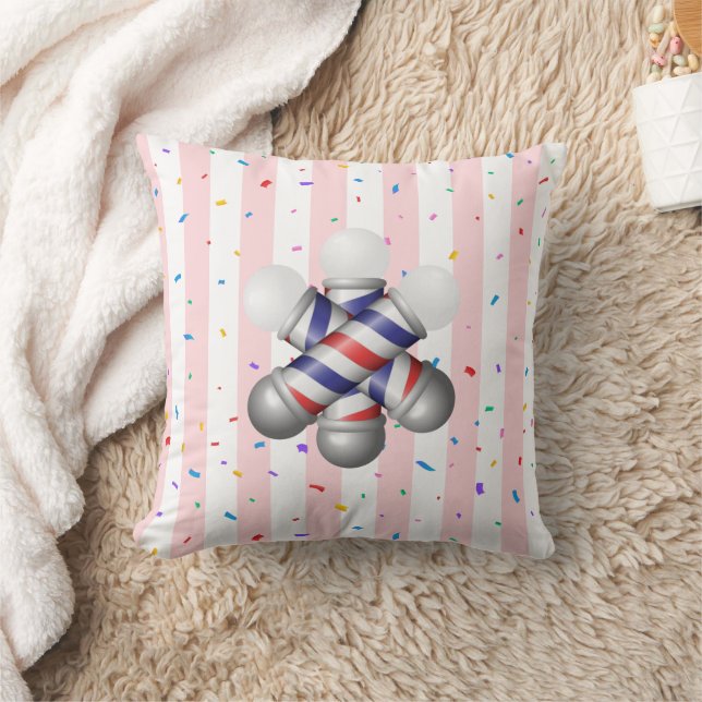 Throw Pillow Pink & White Stripe Barber Pole (Blanket)