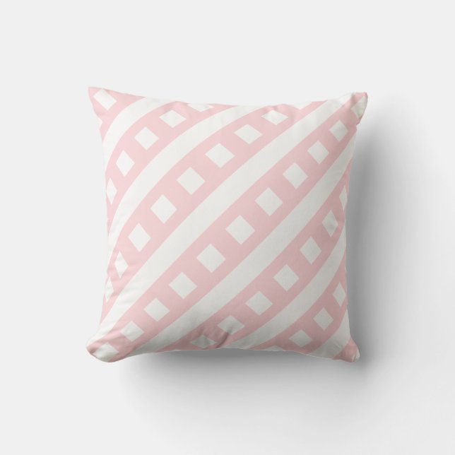 Throw Pillow Pink & White Stripe Square (Front)