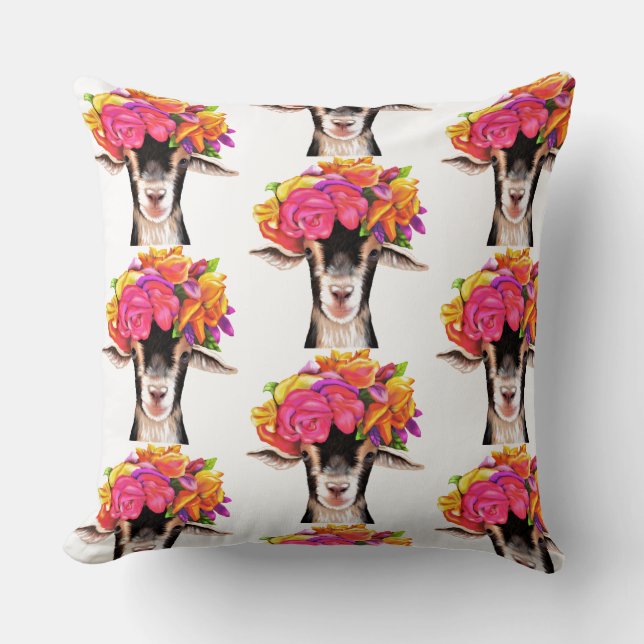 Throw Pillow Posey the Goat (Front)