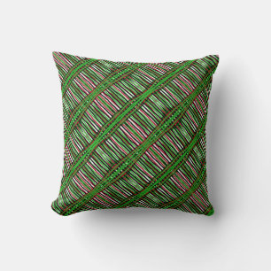 Throw Pillow - Red/Green/Black Stripes