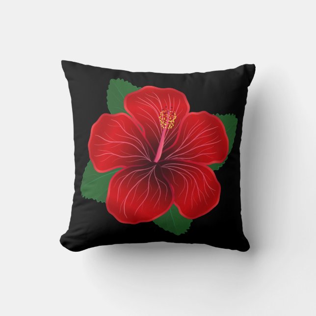 Throw Pillow-Red Hibiscus Cushion (Front)