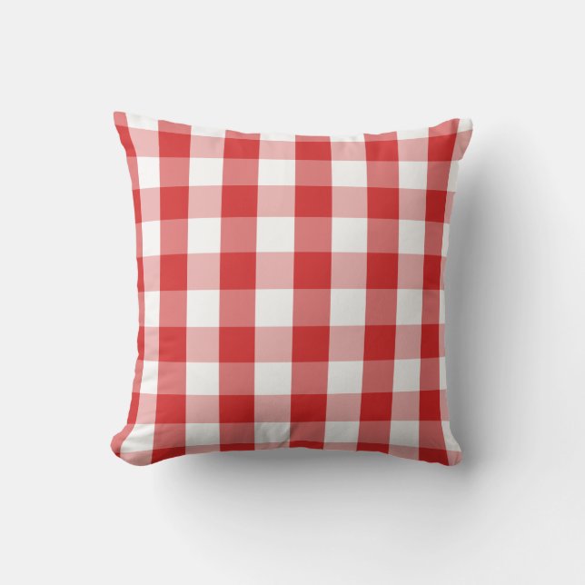 Throw Pillow-Red Plaid Cushion (Front)