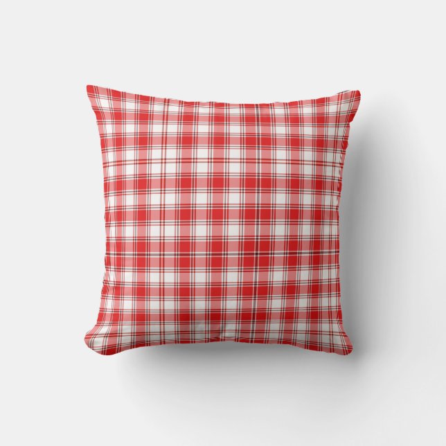 Throw Pillow-Red Plaid Cushion (Front)