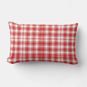 Throw Pillow-Red Plaid Lumbar Cushion