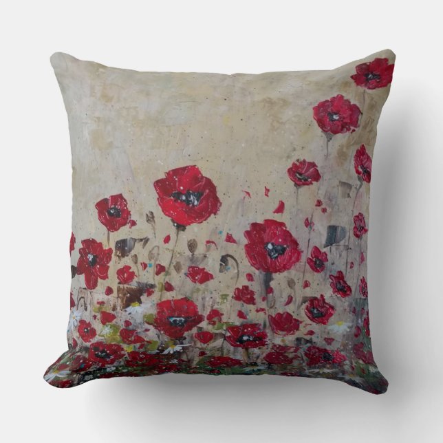 Throw Pillow red Poppies (Front)