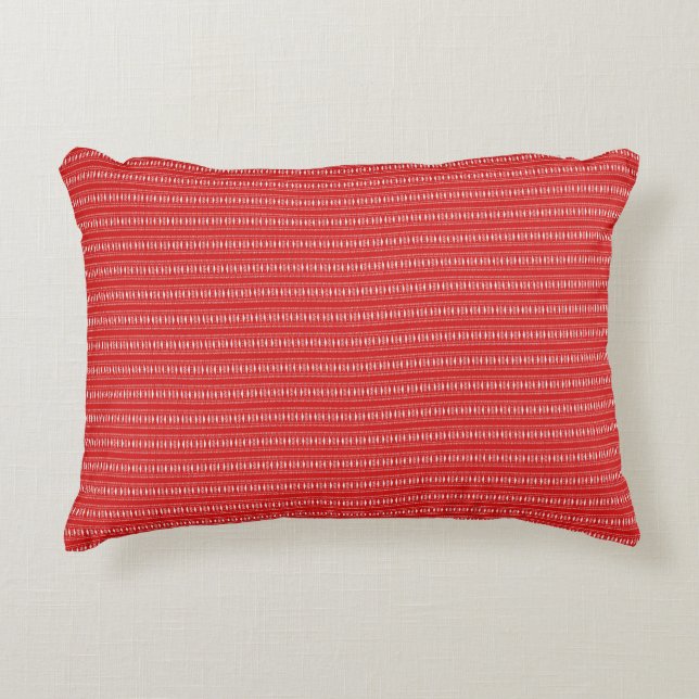 Throw Pillow, Red With White Lines Accent Pillow (Front)