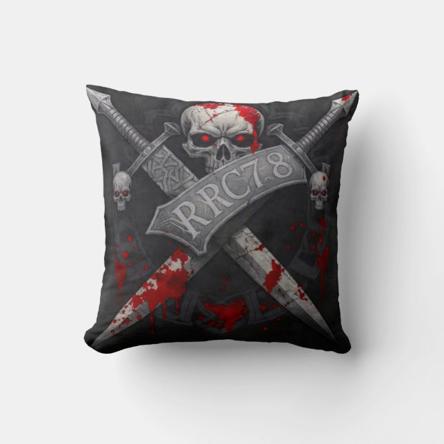 Throw Pillow RRC78 crossed swords skull  (Front)