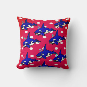 Throw Pillow Sharks Red Blue